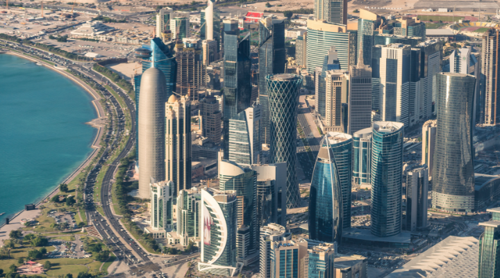 Doha skyline from the sky