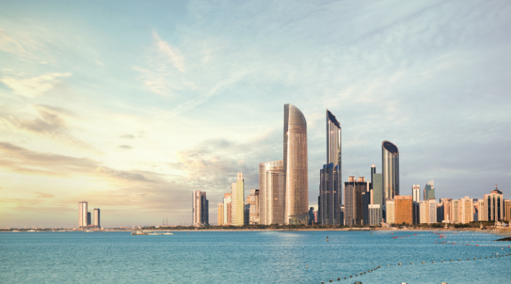 Abu Dhabi skyline from the ocean