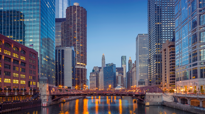 Chicago buildings from the Chicago River