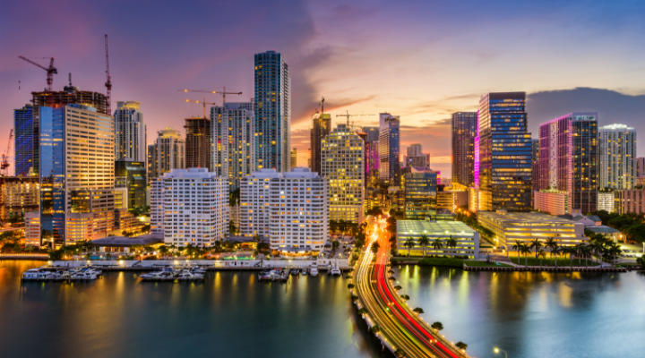 Miami from above the MacArthur Causeway