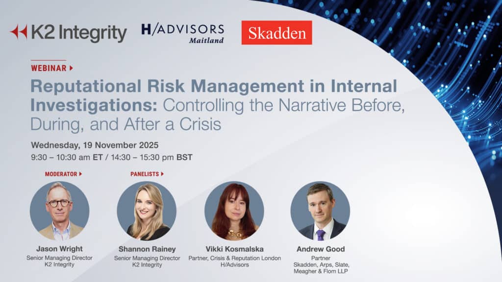K2 Integrity Reputational Risk Management