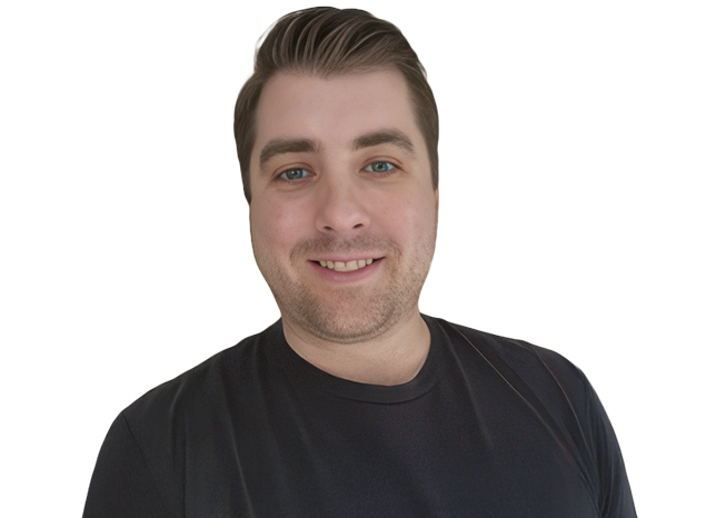 Man smiling, wearing black shirt